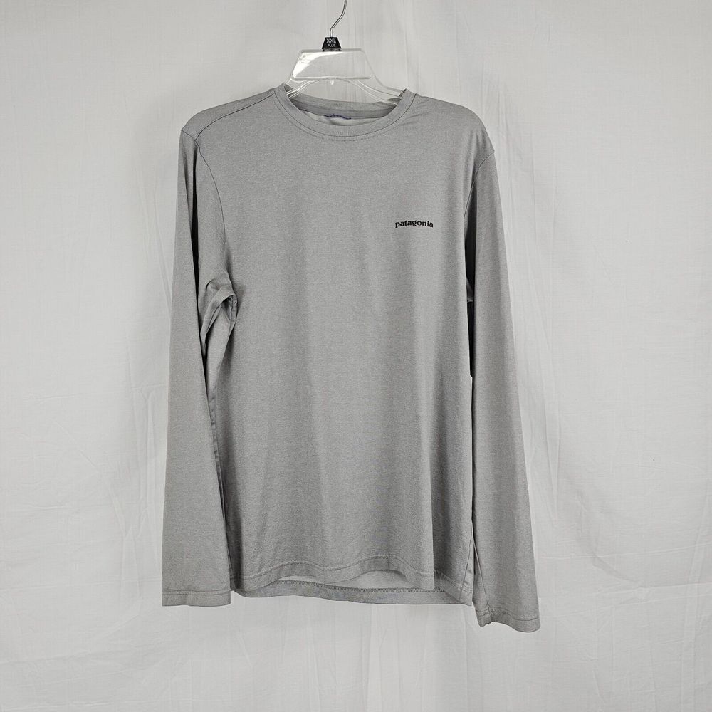 Patagonia Men's Size Small Outdoor Logo Long Sleeve Gray Fitz Roy Trout